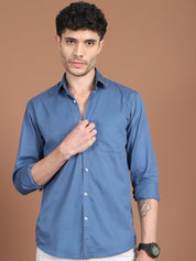 Men's Solid Casual Shirt - SF_9031Blue_S