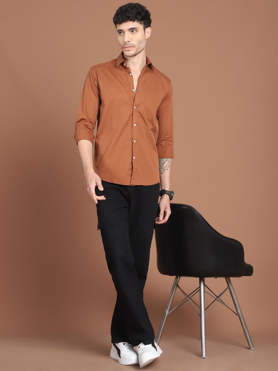 Men's Solid Casual Shirt - SF_9031Rust_S