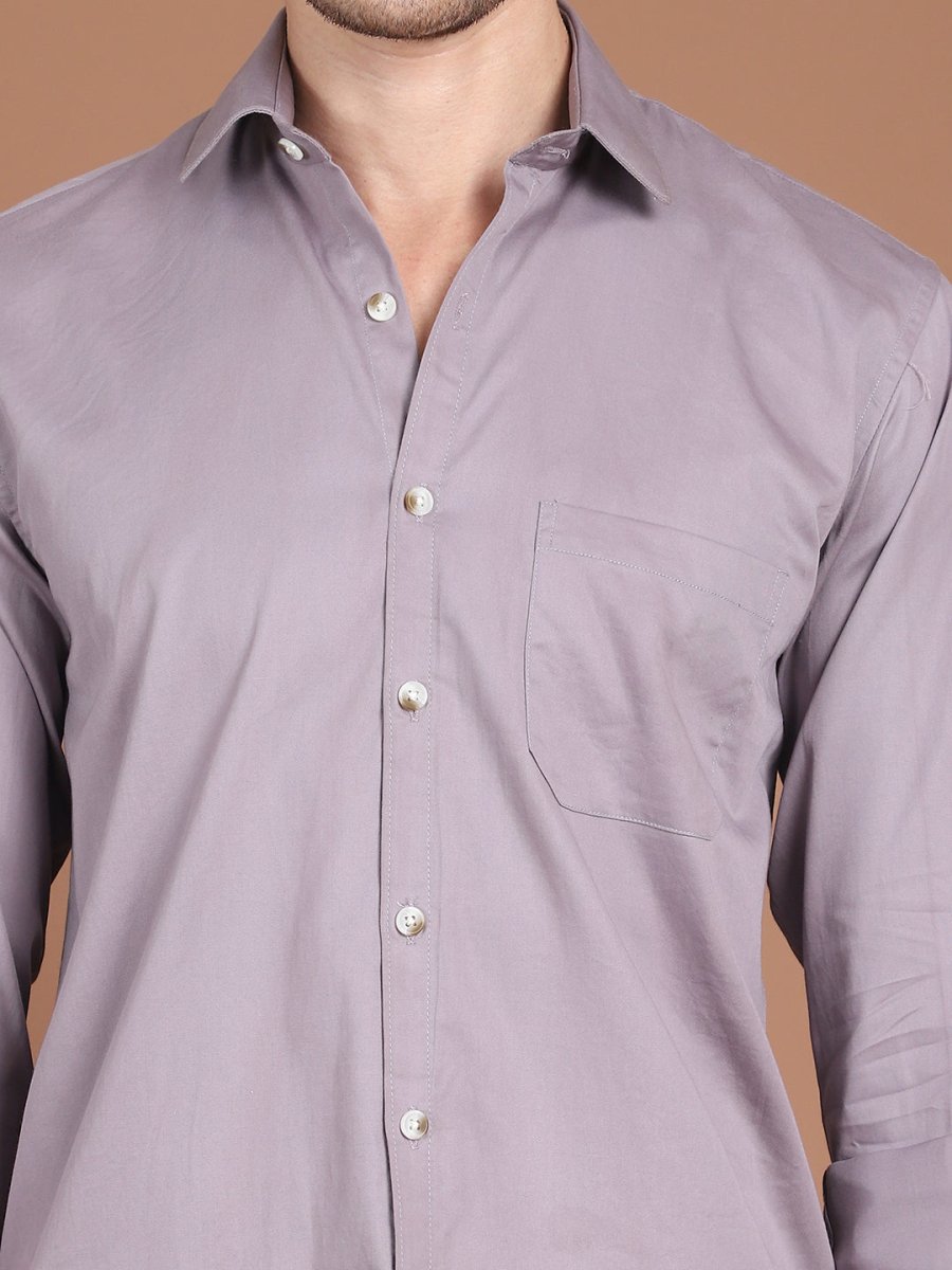 Men's Solid Casual Shirt - SF_9031Light-Grey_S