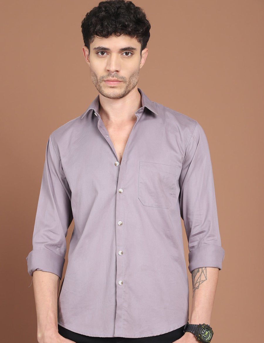 Men's Solid Casual Shirt - SF_9031Light-Grey_S