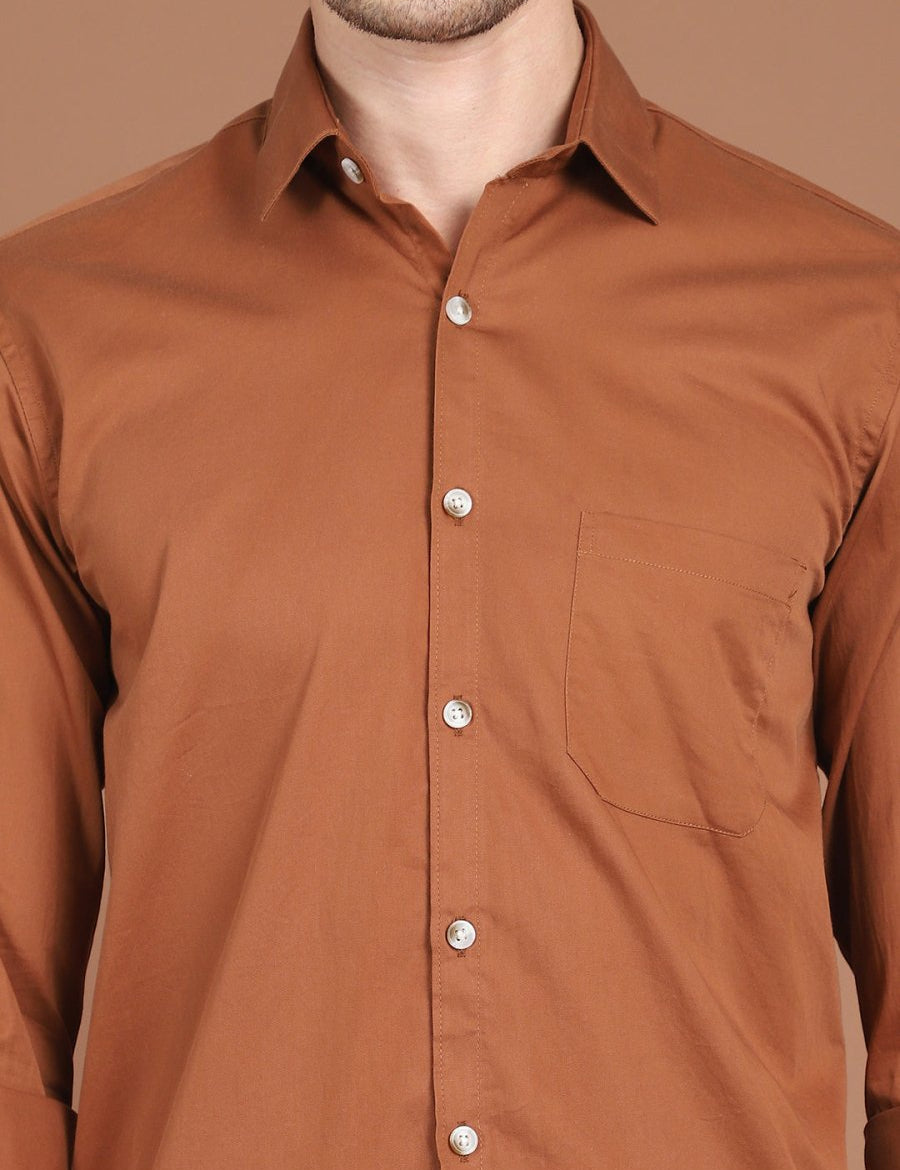 Men's Solid Casual Shirt - SF_9031Rust_S