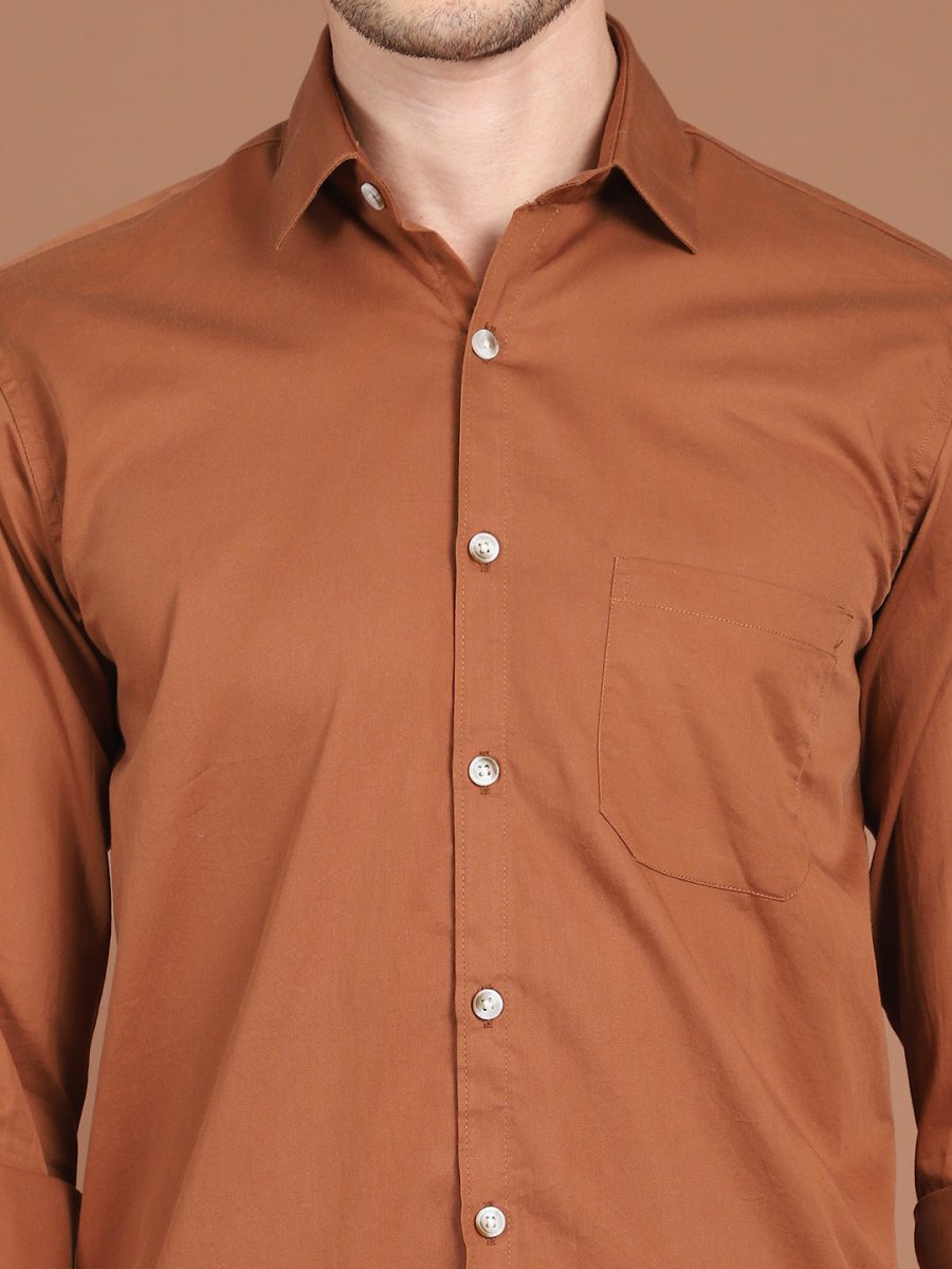 Men's Solid Casual Shirt - SF_9031Rust_S