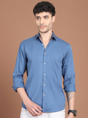 Men's Solid Casual Shirt - SF_9031Blue_S