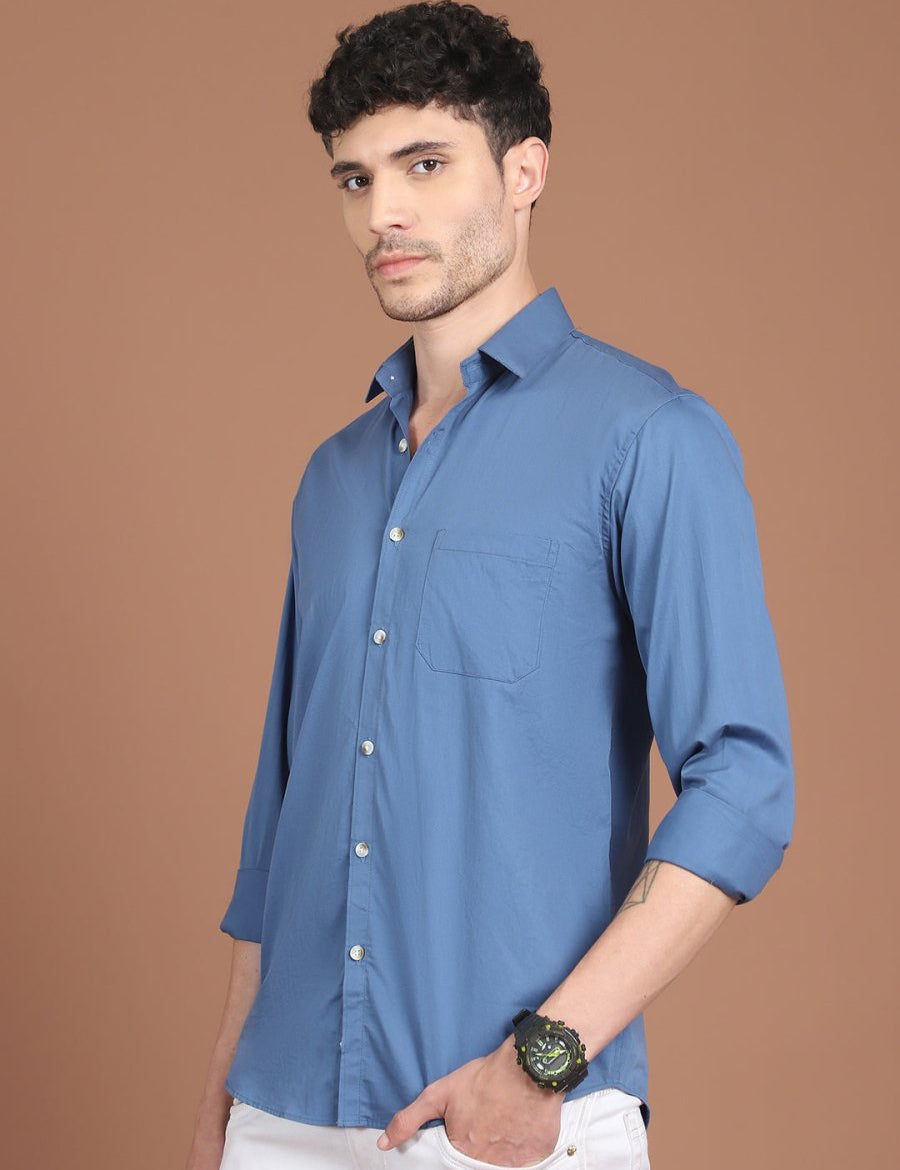 Men's Solid Casual Shirt - SF_9031Blue_S