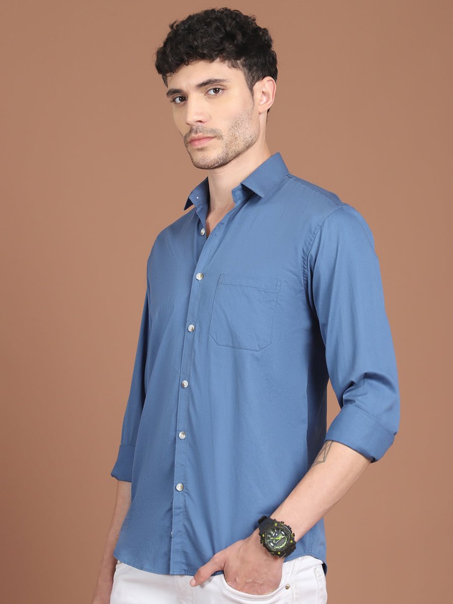 Men's Solid Casual Shirt - SF_9031Blue_S