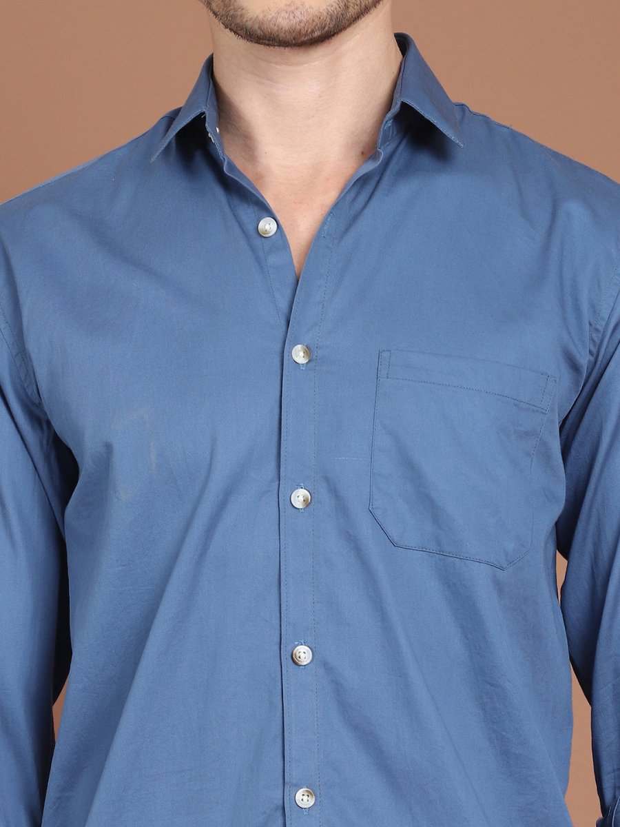 Men's Solid Casual Shirt - SF_9031Blue_S