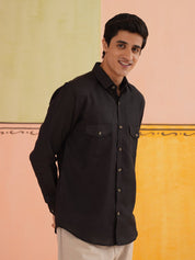 Men's Solid Casual Shirt - SC_9011Black_S