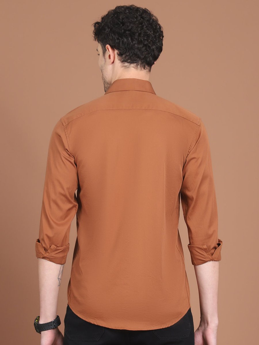 Men's Solid Casual Shirt - SF_9031Rust_S