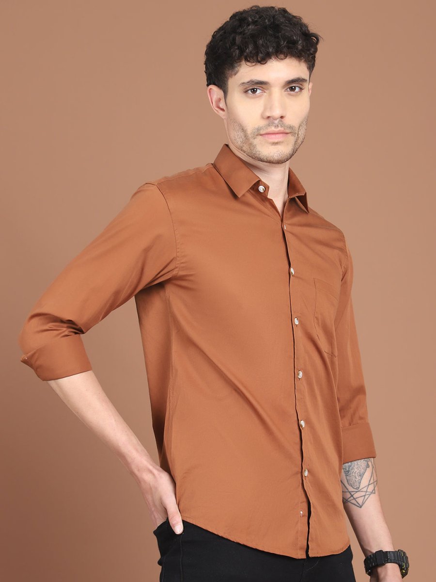 Men's Solid Casual Shirt - SF_9031Rust_S