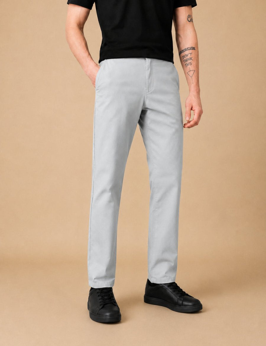 Men’s Solid Cotton Chino Trousers - GP_309Light-Grey_30