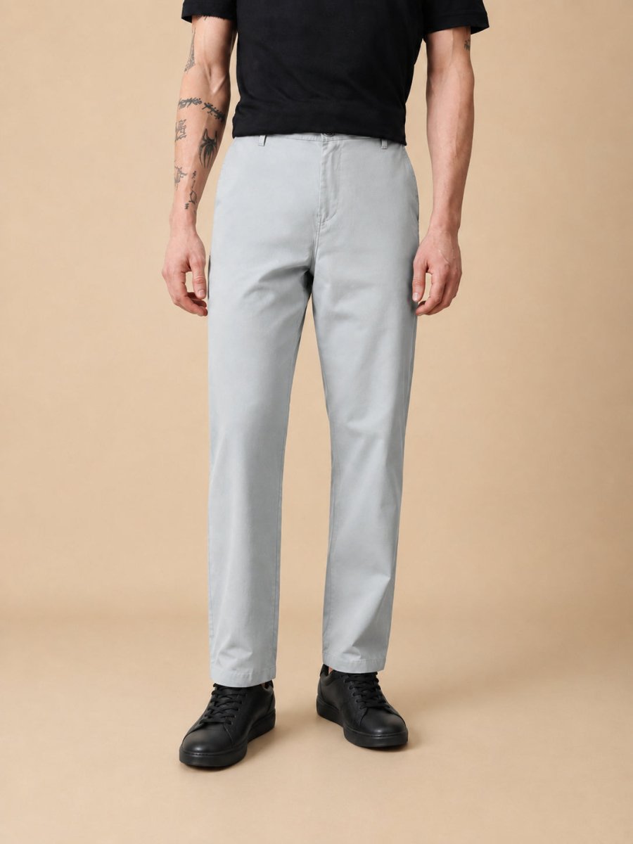 Men’s Solid Cotton Chino Trousers - GP_309Light-Grey_30