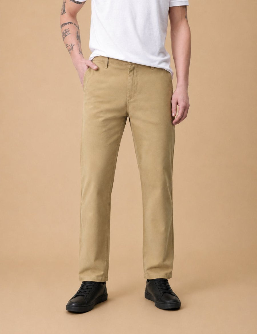 Men’s Solid Cotton Chino Trousers - GP_309Beige_30