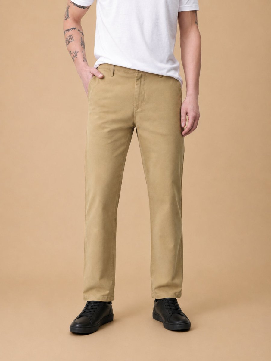 Men’s Solid Cotton Chino Trousers - GP_309Beige_30