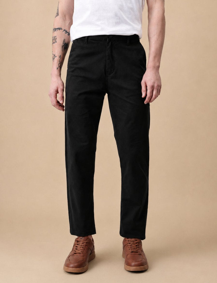 Men’s Solid Cotton Chino Trousers - GP_309Black_30