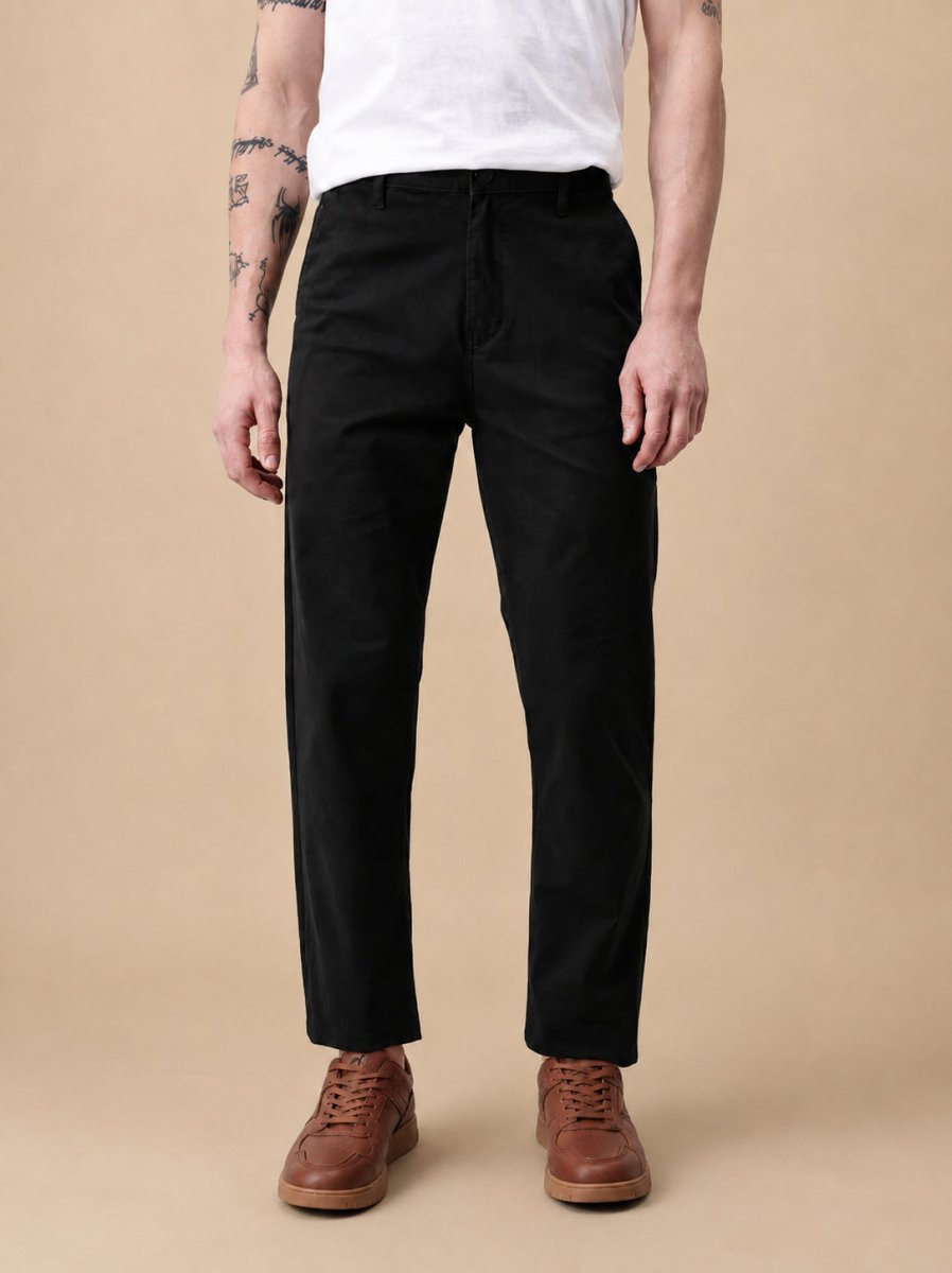 Men’s Solid Cotton Chino Trousers - GP_309Black_30