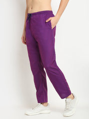 Men's Solid Cotton Track Pants - JOG_011Purple_28