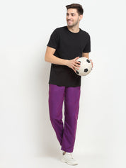 Men's Solid Cotton Track Pants - JOG_011Purple_28