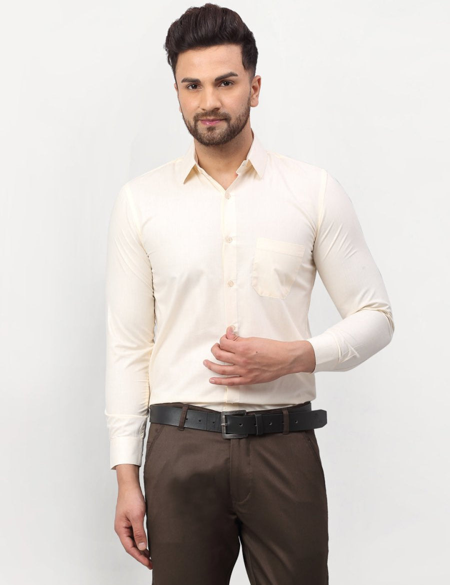 Men's Solid Formal Shirts - SF_777Cream_S