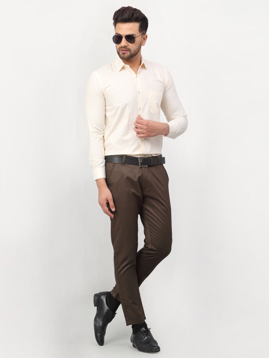 Men's Solid Formal Shirts - SF_777Cream_S