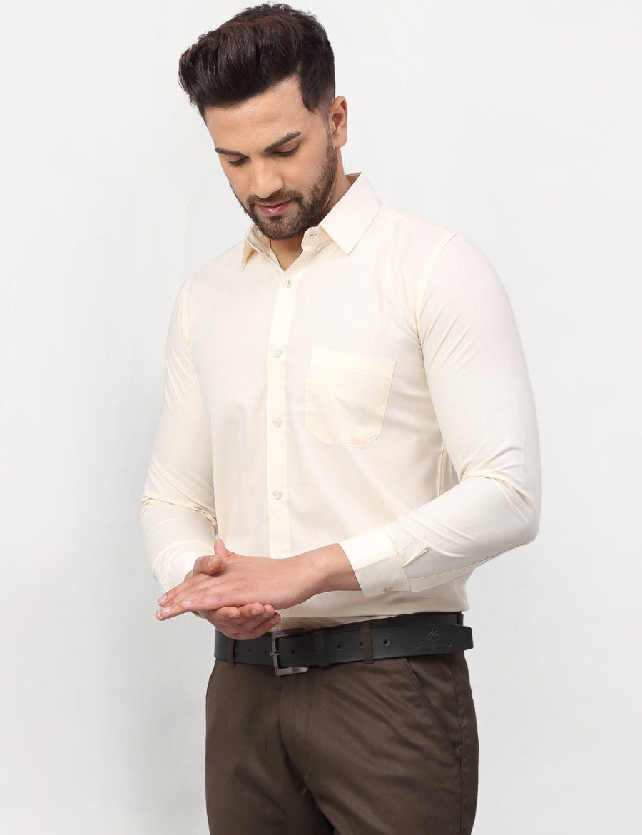 Men's Solid Formal Shirts - SF_777Cream_S