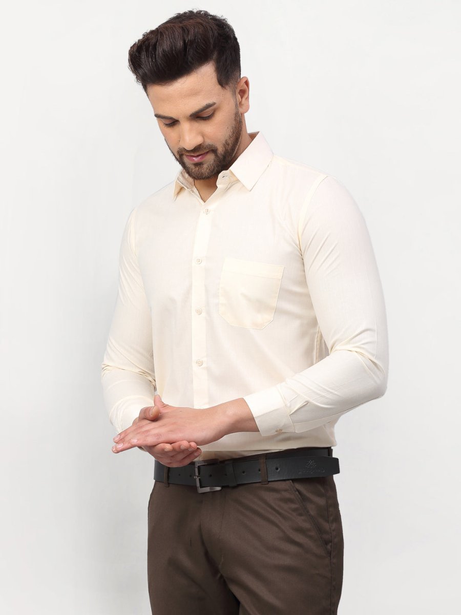 Men's Solid Formal Shirts - SF_777Cream_S