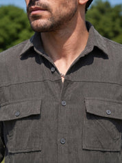 Men's Standard Corduroy Cotton Shirt - SF_925Grey_S