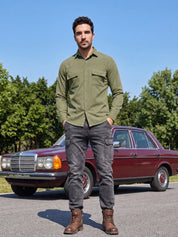 Men's Standard Corduroy Cotton Shirt - SF_925Pista_S