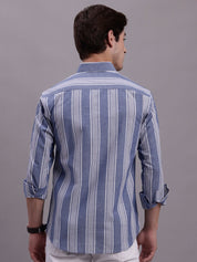 Men's Striped Casual Shirt - SF_890Blue_S