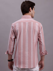 Men's Striped Casual Shirt - SF_890Coral_S