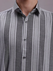 Men's Striped Casual Shirt - SF_890Grey_S