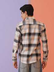 Men's Tartan Checks Cotton Casual Shirt - SF_9016Cream_S
