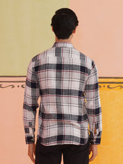 Men's Tartan Checks Cotton Casual Shirt - SF_9016White_S