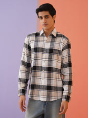 Men's Tartan Checks Cotton Casual Shirt - SF_9016Cream_S