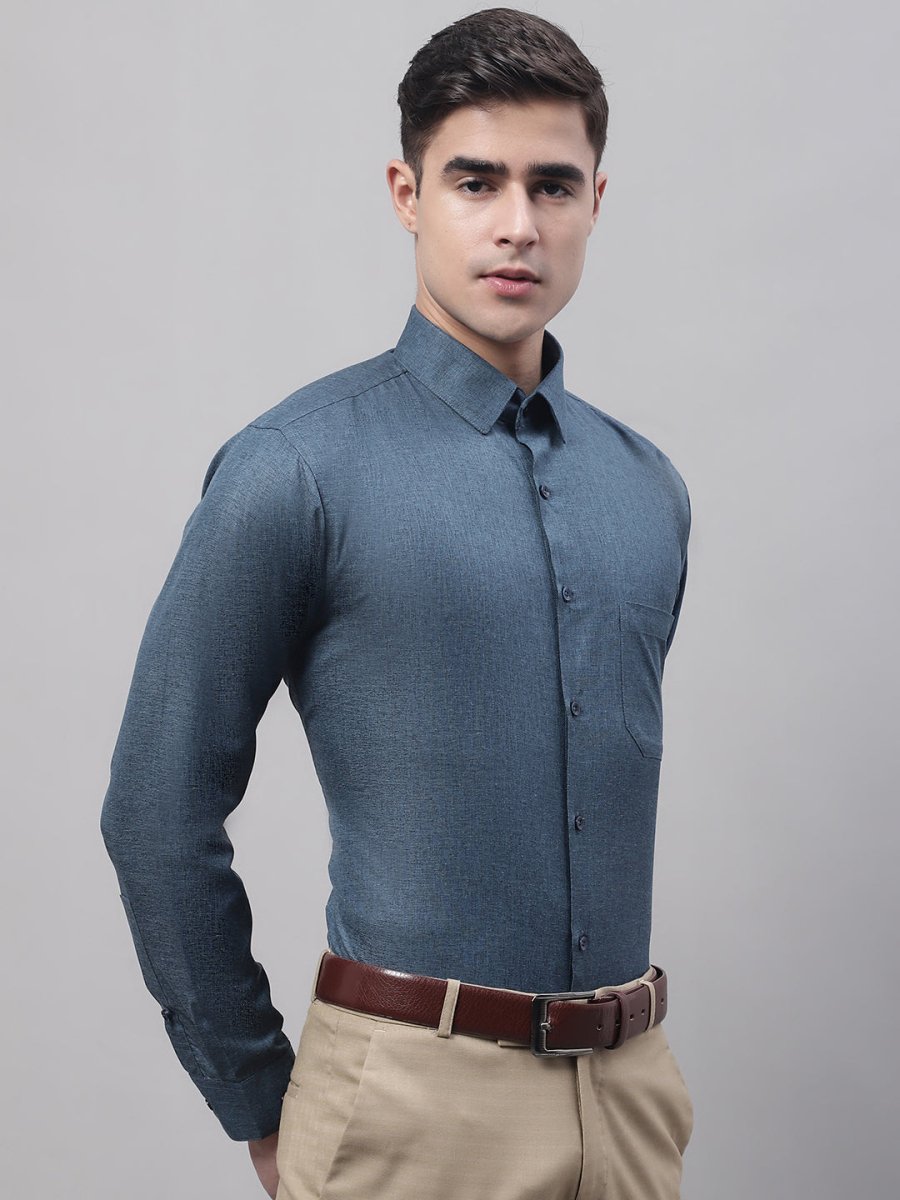Men's Teal Blue Cotton Solid Formal Shirt - SF_873Teal_S
