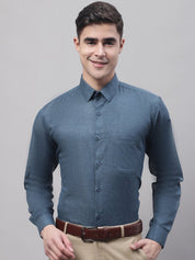 Men's Teal Blue Cotton Solid Formal Shirt - SF_873Teal_S