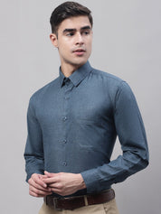 Men's Teal Blue Cotton Solid Formal Shirt - SF_873Teal_S