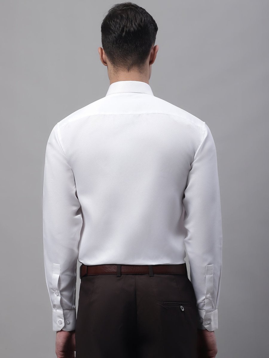 Men's White Dobby Textured Formal Shirt - SF_871White_S