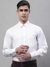 Men's White Dobby Textured Formal Shirt - SF_871White_S