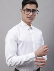 Men's White Dobby Textured Formal Shirt - SF_871White_S