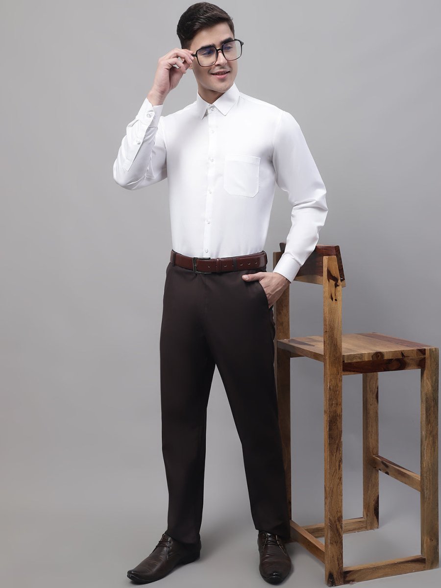 Men's White Dobby Textured Formal Shirt - SF_871White_S