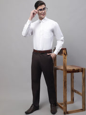 Men's White Dobby Textured Formal Shirt - SF_871White_S
