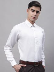 Men's White Dobby Textured Formal Shirt - SF_871White_S
