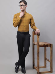Mustard Checked Cotton Shirt for Men - SF_742Mustard_S