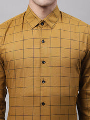 Mustard Checked Cotton Shirt for Men - SF_742Mustard_S