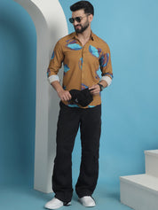 Mustard Floral Printed Cotton Casual Shirt - SF_936Mustard_S