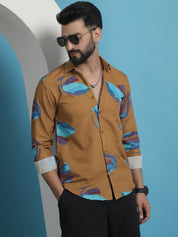 Mustard Floral Printed Cotton Casual Shirt - SF_936Mustard_S