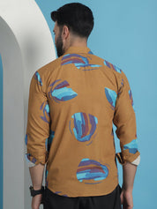 Mustard Floral Printed Cotton Casual Shirt - SF_936Mustard_S