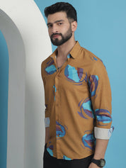 Mustard Floral Printed Cotton Casual Shirt - SF_936Mustard_S