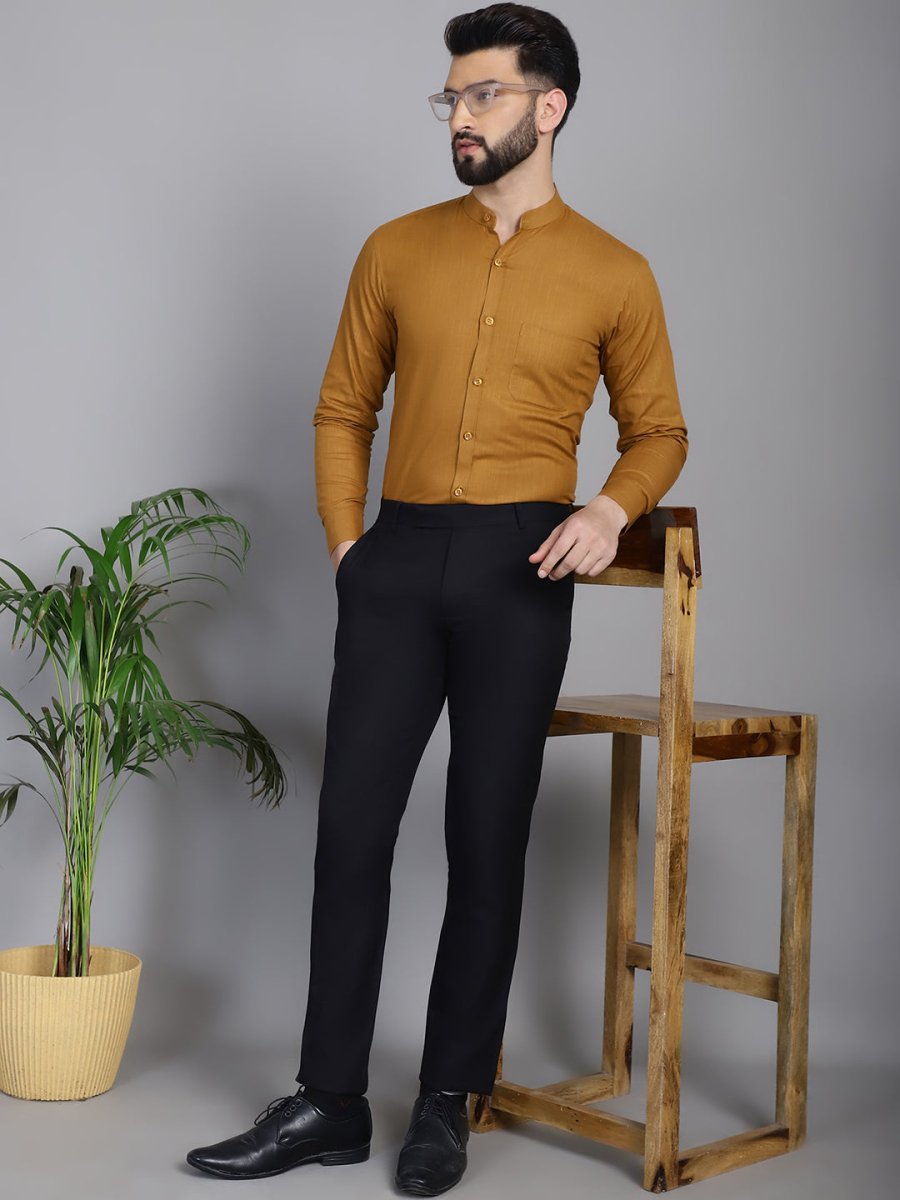 Mustard Solid Cotton Formal Shirt for Men - SF_927Mustard_S