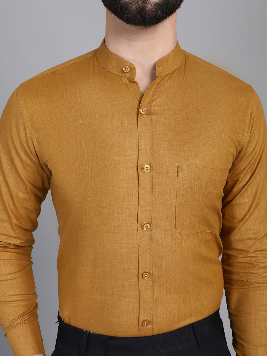 Mustard Solid Cotton Formal Shirt for Men - SF_927Mustard_S